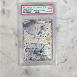 Pokemon Reshiram Holo Foil Card - Silver, Blue, White
